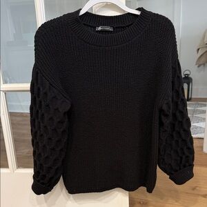 Black Textured Women's Sweater